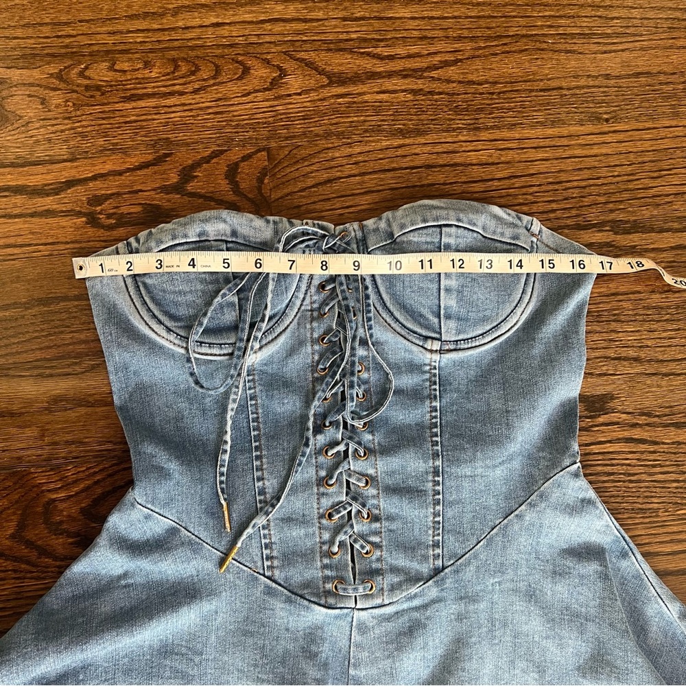 Fashion Nova Blue Denim Corset jumper SZ. Large - Picture 8 of 12
